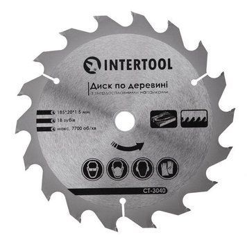 Диск пильний по дереву з твердосплавними напайками INTERTOOL CT-3040 CT-3040 фото