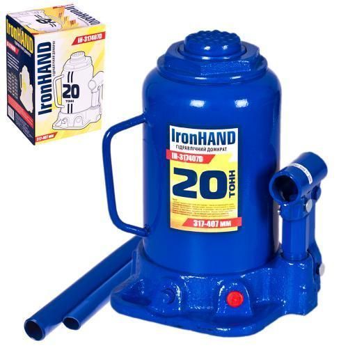 Домкрат гидравл. телескоп 20т картон. Высота подъема 217-407 мм. Iron Hand (IH-317407D) (IH-317407D) IH-317407D фото