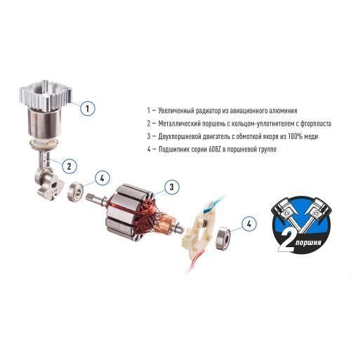 Компресор "ViTOL" K-72 150psi/25Amp/90л/2 циліндри/шланг 5,0 м з дефлятором/клемами (K-72) K-72 фото