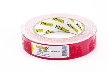 Стрічка клейка двостороння на спіненій основі 25 мм*5м біла UNIFIX PN-2505W PN-2505W фото