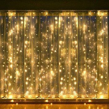 Гирлянда Новогодняя Штора 150LED 3мх1м, 15LEDX10 сосулек, Цвет ламп Белый Теплый RD9000 фото