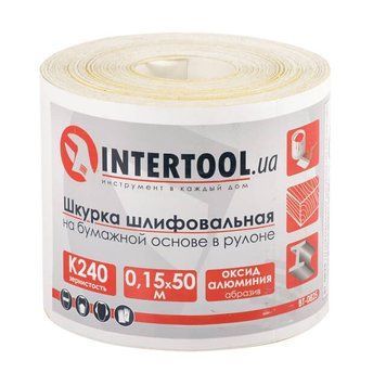 Шліфувальна шкурка на паперовій основі К240, 115 мм*50 м. INTERTOOL BT-0825 BT-0825 фото
