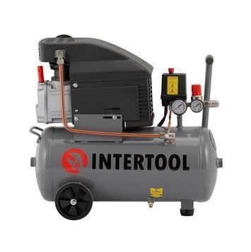 Компрессор 24 л, 1.5 кВт, 220 В, 8 атм, 206 л/мин INTERTOOL PT-0010 PT-0010 фото
