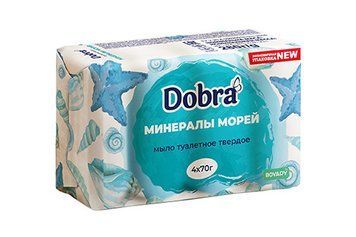 Мыло туалетное твёрдое косметическое 4*70г экопак Dobra Минералы морей 080747 080747 фото