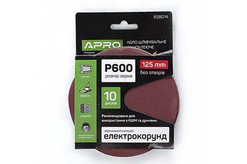 Круг шлифовальный без отверстий (на липучке) &Oslash;125мм P600 (10шт) APRO 828014 828014 фото