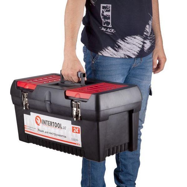 Ящик для інструментів з металевими замками, 24", 610*255*251 мм INTERTOOL BX-1024 BX-1024 фото