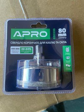 Свердло трубчасте з алмазним напиленням для скла та кахлю 80 мм APRO 830336 830336 фото
