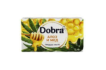 Мило туалетне тверде косметичне 5*70 г екопак ТМ Dobra Алое та мед 081134 081134 фото