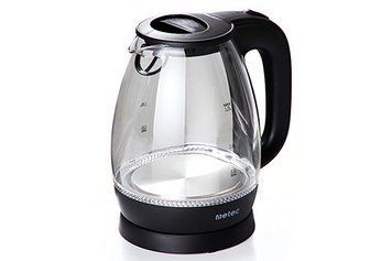 Электрочайник EK-03GB 1.7л, 1850-2200Вт, корпус стекло, черный Metec 700014 700014 фото