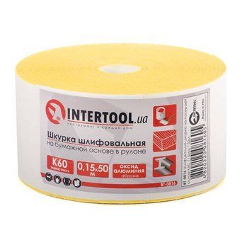 Шліфувальна шкурка на паперовій основі К60, 115 мм*50 м. INTERTOOL BT-0816 BT-0816 фото