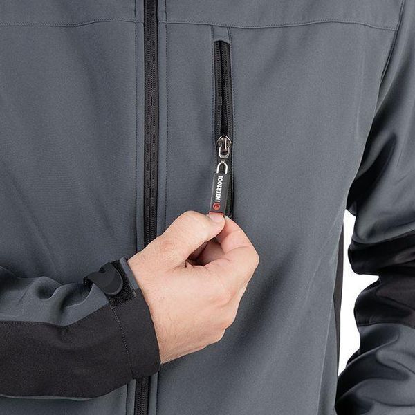 Куртка SOFTSHELL темно сіро-чорна, тришарова, тканина стрейч 300 GSM 100D з водо-, вітрозахистом,&nbsp;розмір S SP-3131 фото