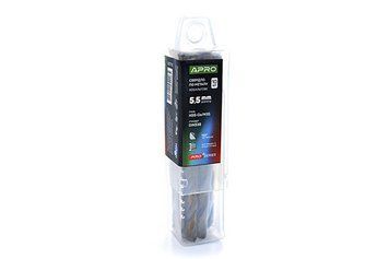 Свердло для металу кобальтове HSS-Co/M35 &Oslash; 5.5 мм (тубус, раз 10 шт.) PRO APRO 830718 830718 фото
