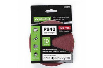 Круг шлифовальный без отверстий (на липучке) &Oslash;125мм P240 (10шт) APRO 828010 828010 фото