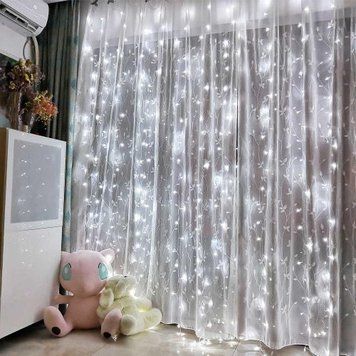 Гирлянда Новогодняя Штора 200LED 2х2м, 10LEDX20 сосулек, Цвет ламп Белый RD9006 фото