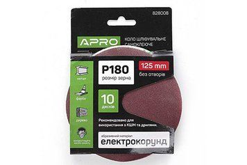 Круг шлифовальный без отверстий (на липучке) &Oslash;125мм P180 (10шт) APRO 828008 828008 фото