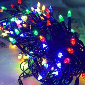 Гирлянда новогодняя светодиодная Разноцветная Зерно, 100 LED-лампочек, 9 метров (черный провод) RD7165 фото