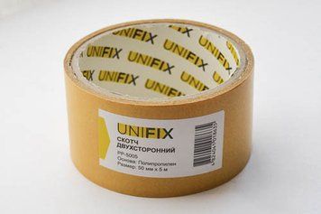 Стрічка клейка двостороння на поліпропіленовій основі 50 мм*5м UNIFIX PP-5005 PP-5005 фото