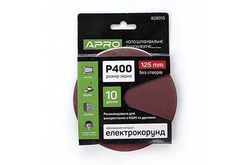 Круг шлифовальный без отверстий (на липучке) &Oslash;125мм P400 (10шт) APRO 828013 828013 фото