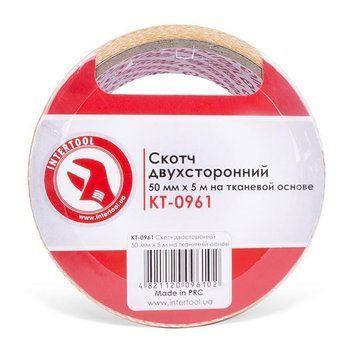Скотч двухсторонний 50 мм*5 м на тканевой основе INTERTOOL KT-0961 KT-0961 фото