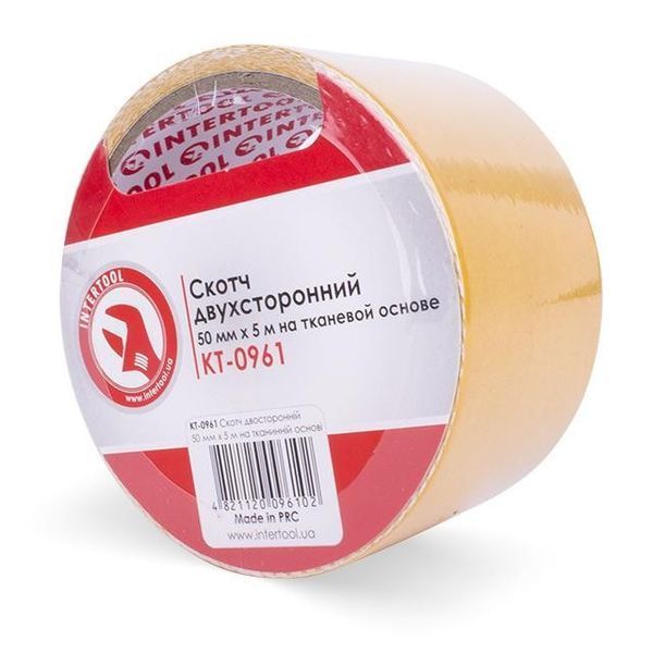 Скотч двухсторонний 50 мм*5 м на тканевой основе INTERTOOL KT-0961 KT-0961 фото