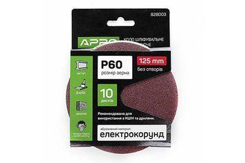 Круг шлифовальный без отверстий (на липучке) &Oslash;125мм P60 (10шт) APRO 828003 828003 фото