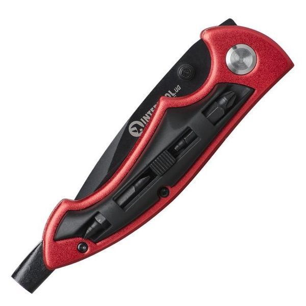 Нож складной 206 мм, ручка алюминий + пластик, 4 отверточные насадки INTERTOOL HT-0592 HT-0592 фото