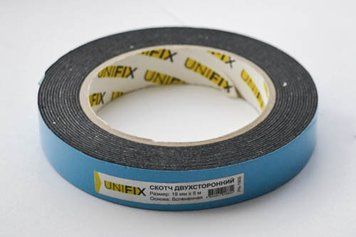 Стрічка клейка двостороння на спіненій основі 19 мм*5м чорна UNIFIX PN-1905 PN-1905 фото