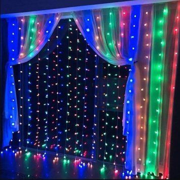 Гірлянда Новорічна різнобарвна Штора 320 LED-лампочок, 1.8х1.4 метра RD091 фото