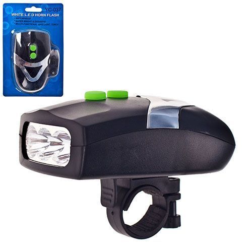 Велосипедный звонок + велофара FY-037 3LED, 3хААА, waterproof (FY-037) FY-037 фото