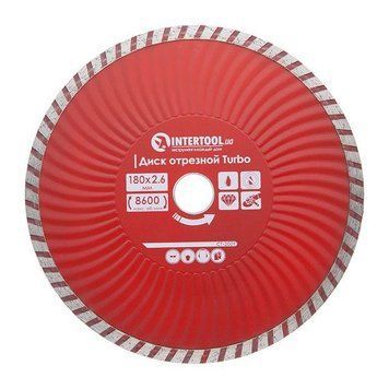 Диск отрезной Turbo, алмазный 180 мм, 22-24% INTERTOOL CT-2009 CT-2009 фото