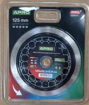 Диск алмазный по бетону Керамика Ультра 125х0.8х22.22мм 22-24% APRO PRO 830080 830080 фото