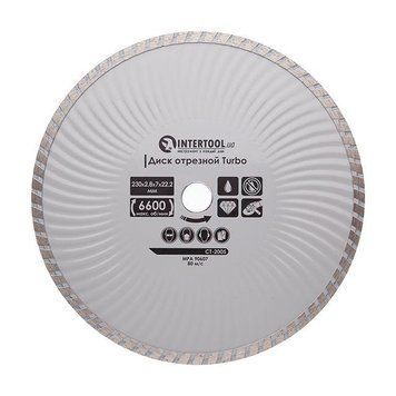 Диск отрезной Turbo, алмазный 230 мм, 16-18% INTERTOOL CT-2005 CT-2005 фото