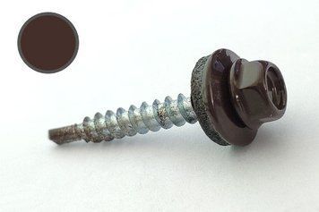 Саморез кровельный 4,8*35 DIN 7504K RAL 8017 по дереву (пач 50шт) (цвет - шоколадно-коричневый) APRO SDS48358017 SDS48358017 фото