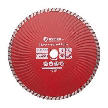 Диск отрезной Turbo, алмазный 230 мм, 22-24% INTERTOOL CT-2010 CT-2010 фото