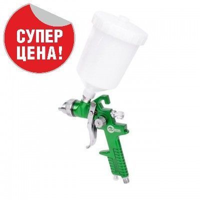 Пневматичний фарборозпилювач HVLP, форсунка 1.4 мм, верхній пластиковий бачок INTERTOOL PT-0118 PT-0118 фото