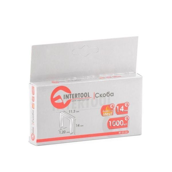 Скоба каленая 14 мм, уп. 1000 шт., ширина 11,3x1,20 мм INTERTOOL RT-0154 RT-0154 фото